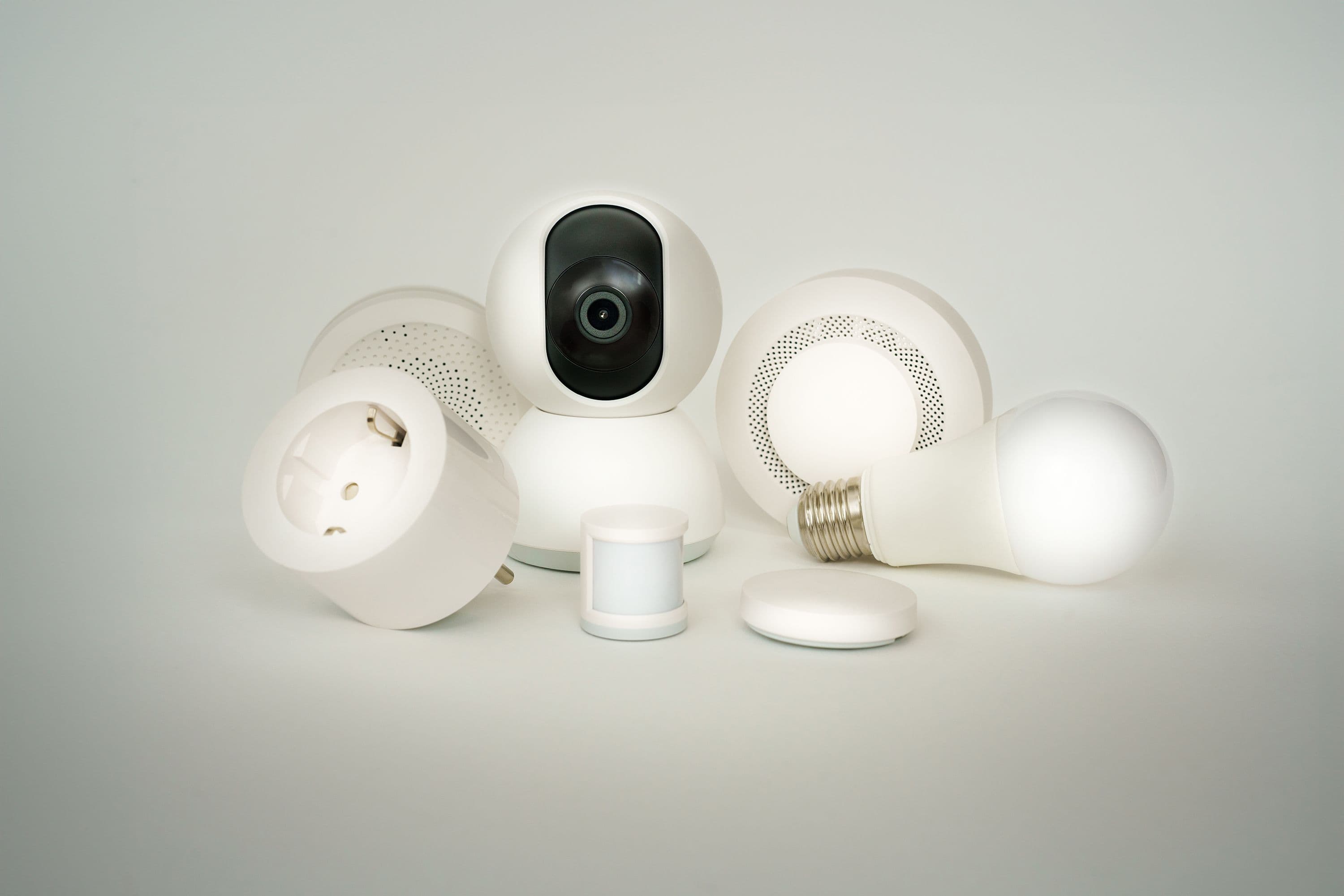 Security cameras mounted on a building exterior